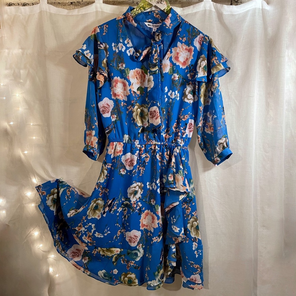 NWT Floral and Blue "Walter Baker" Midi Dress